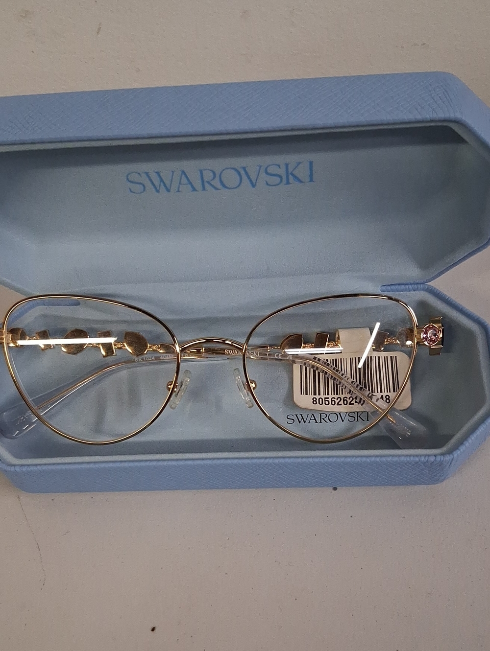 NWT Womens Rxable Swarovski SK1024 Gold Shine Eyeglass Frames
